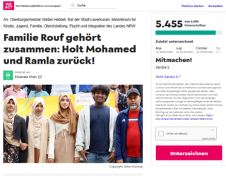 Online-Petition: Familie Rouf gehört zusammen: Holt Mohamed und Ramla zurück!